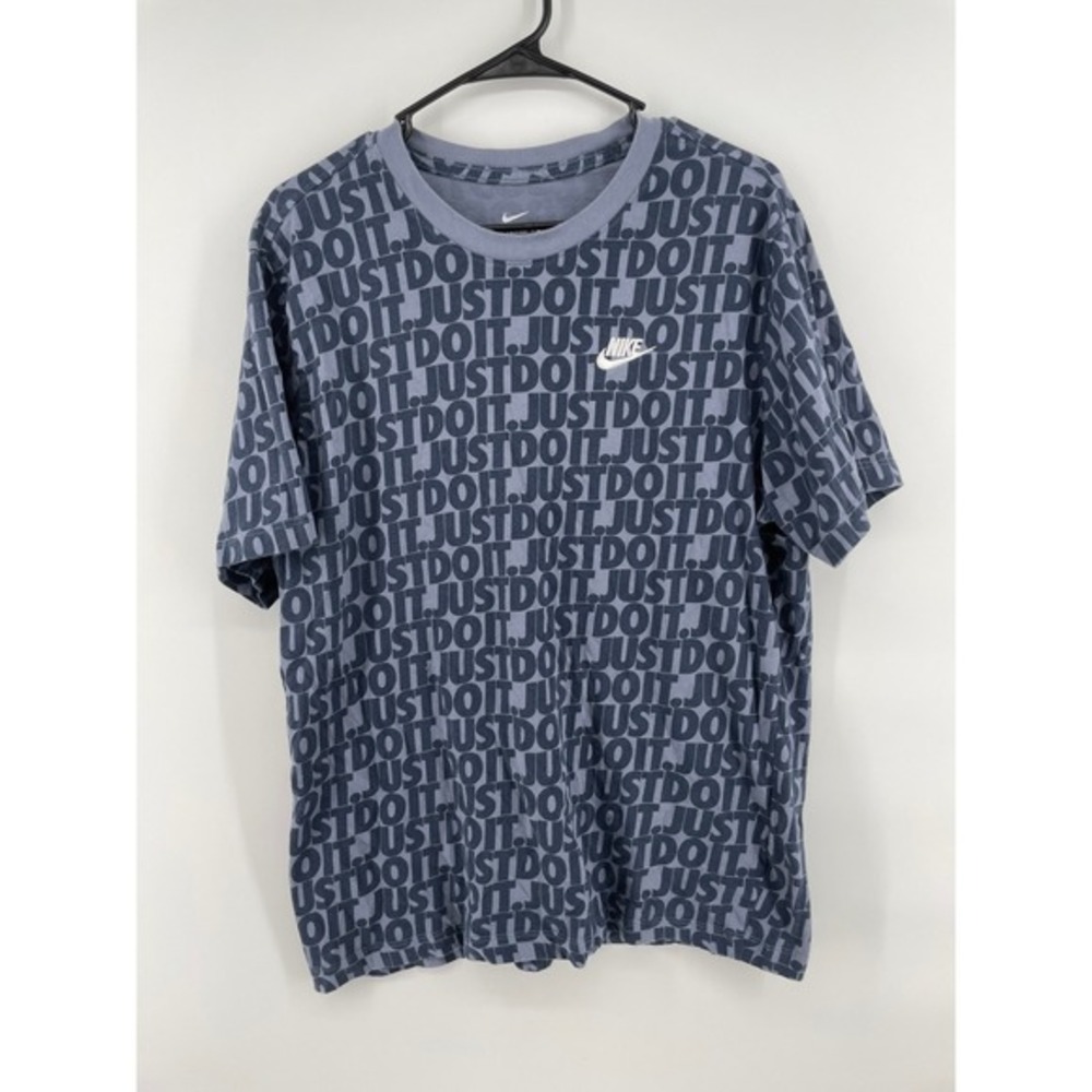 Nike The Nike Tee Just Do It All Over Print Mens Large  T-Shirt Blue Gray